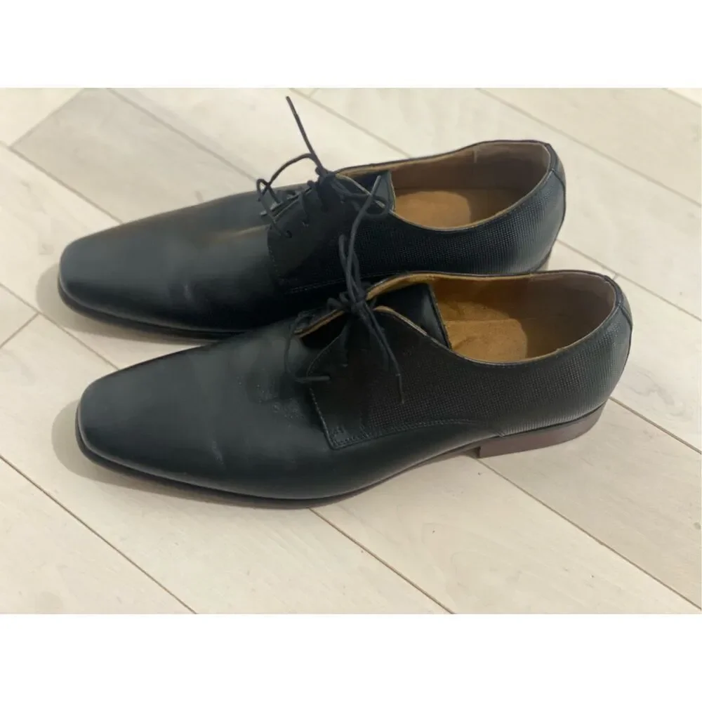 Florsheim Postino Black Leather Plain Toe Oxford Dress Shoes Size 9.5 D